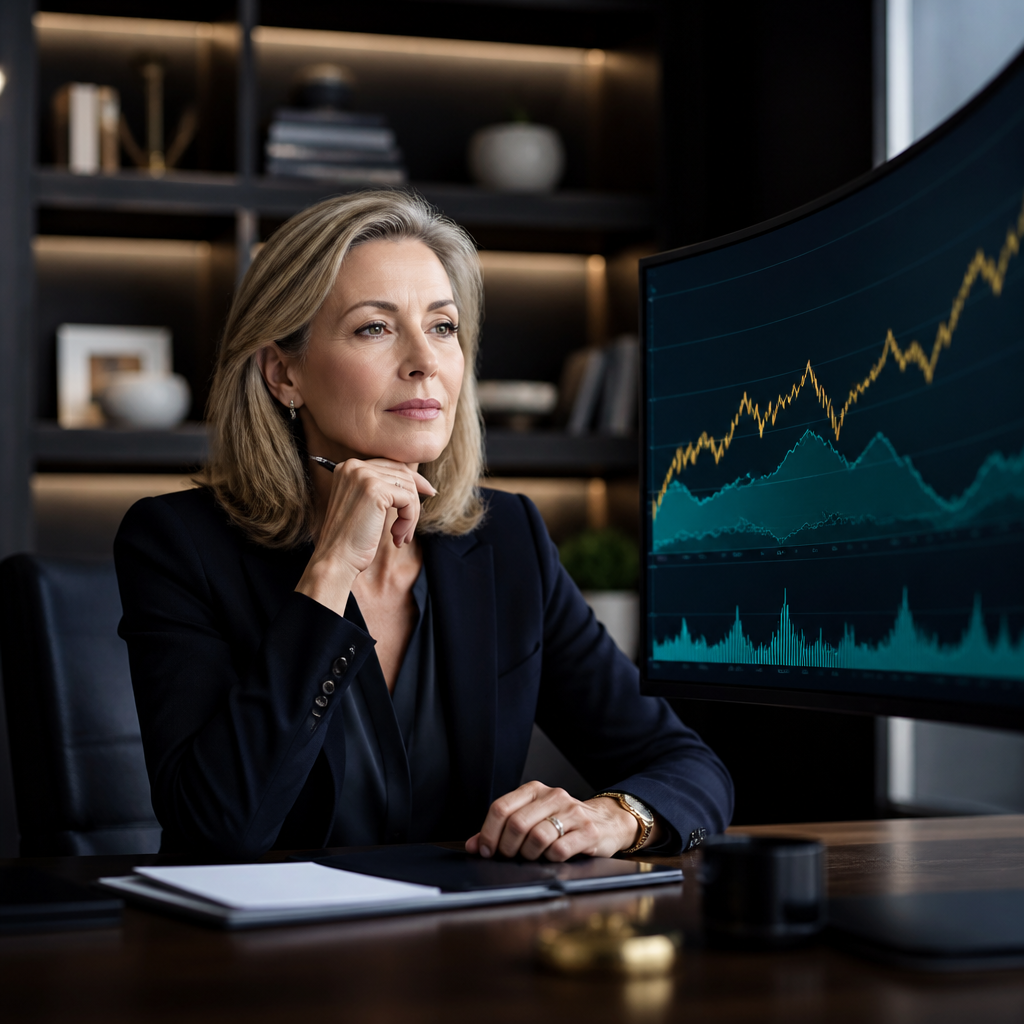 Wealth adviser analysing investment portfolio on screen